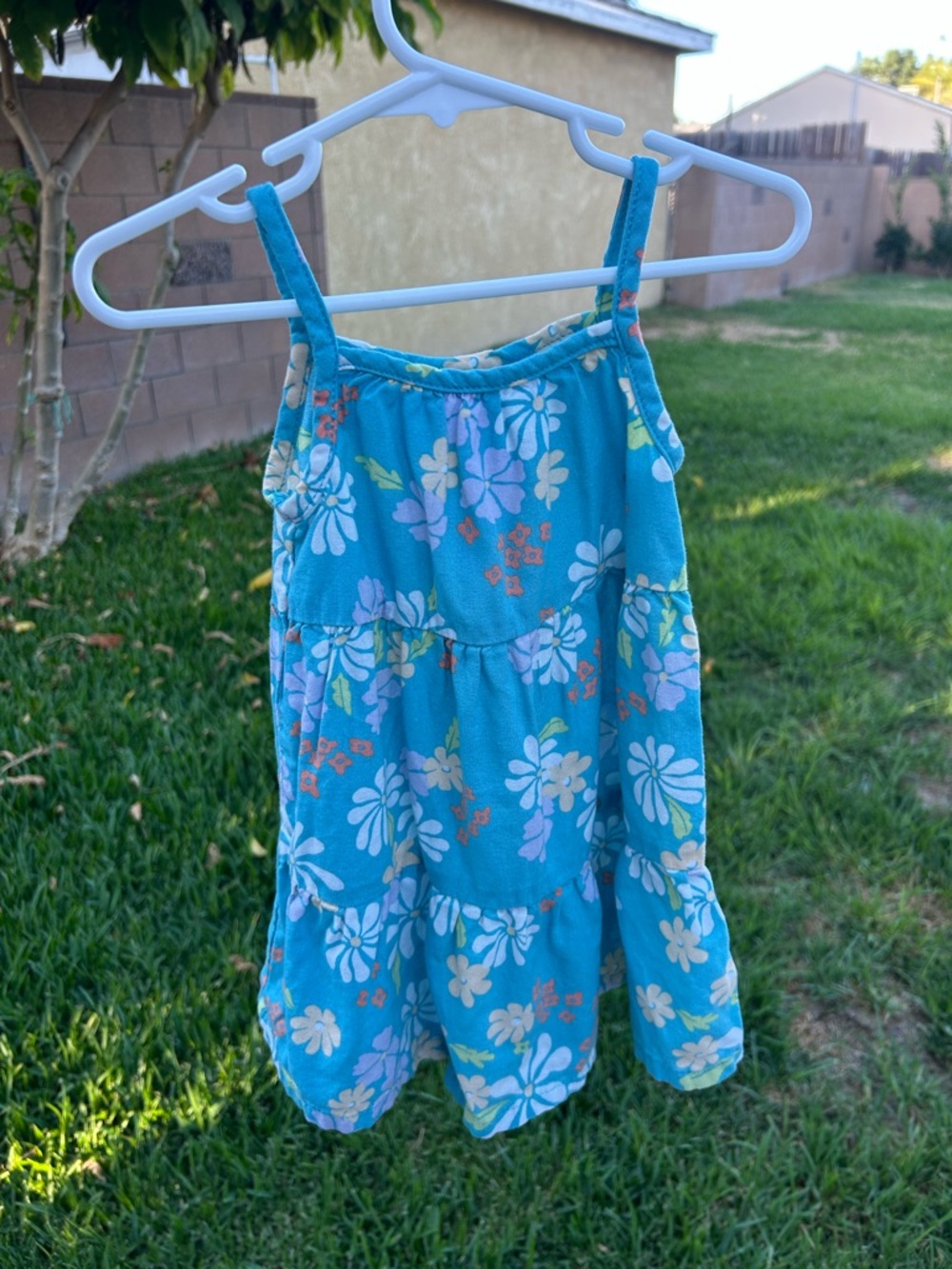 Girls' Blue Floral Casual Sundress
